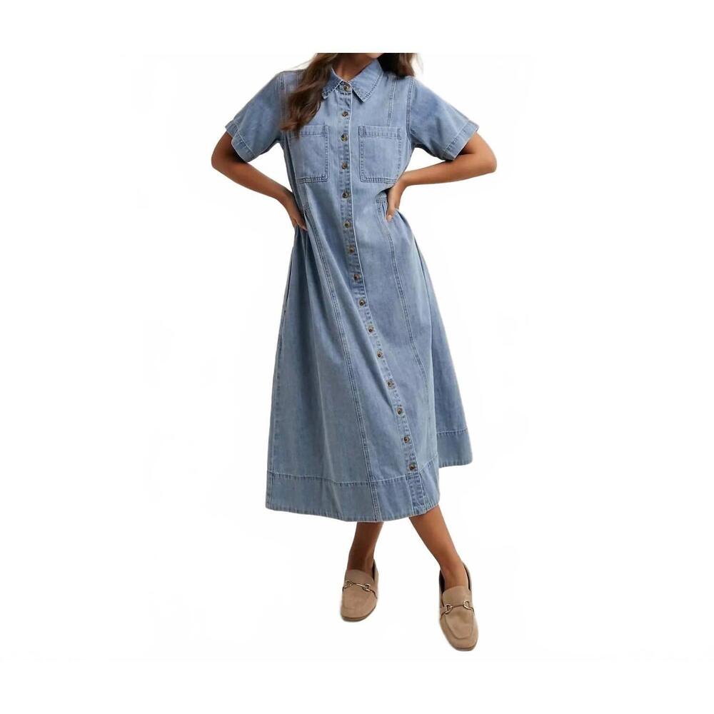 NEW WISHLIST button front shirt dress in denim - Picture 1 of 4